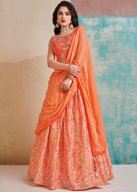 Orange Floral Lehenga Set - Nea by Nikita Tiwari - East Boutique | Floral  lehenga, Kids dress, Lehenga