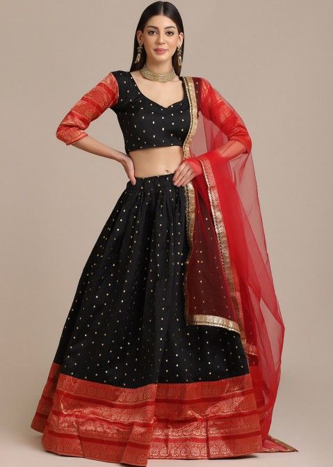 Buy Beautiful Red Gamthi Work Cotton Lehenga Choli - Zeel Clothing