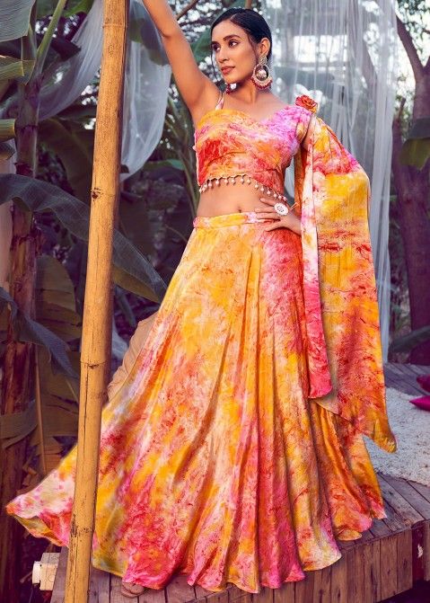 Buy online Girl Tie & Dye Lehenga Choli Set from ethnic wear for Women by  Readiprint Fashions for ₹1159 at 57% off | 2024 Limeroad.com