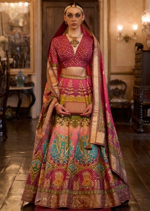 Embroidered Pattern Fancy Designer Multi-color Lehenga For Ladies at  4000.00 INR in Delhi | Uzmi Textiles