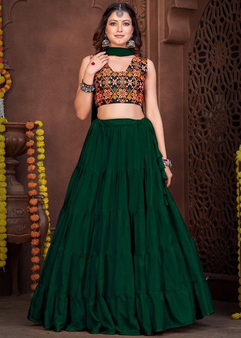 Bottle Green Embroidered Lehenga Set Design by REDPINE DESIGNS at Pernia's  Pop Up Shop 2024