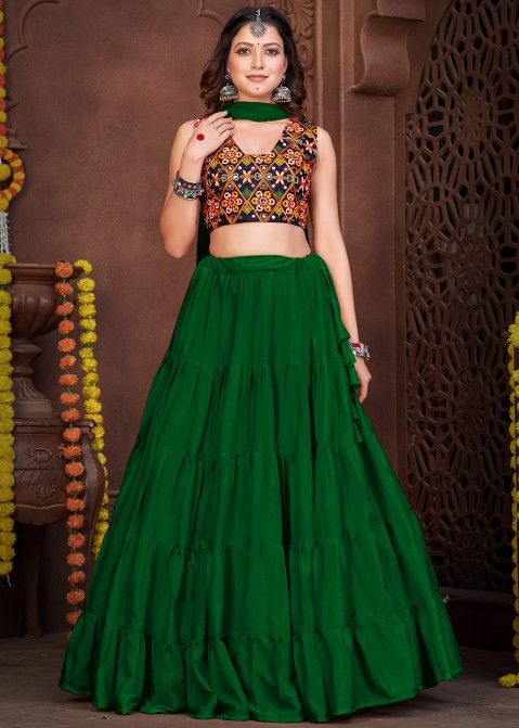 Designer Green Color Georgette Crop -top With Skirt And Dupatta at Rs 2175  in Delhi | ID: 23894804733