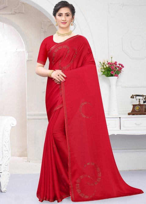 Fabzone Red Fancy Designer Saree, Machine wash, 6 m (with blouse piece) at  Rs 889 in Surat