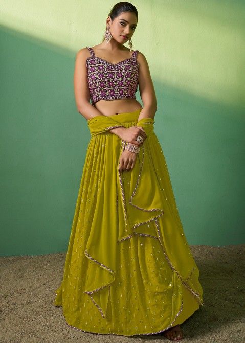 Wedding Designer Yellow Lehenga Choli With Sequence Embroidery Work/party  Wear Yellow Lehenga Choli for Women/indian Ethnic Clothing - Etsy