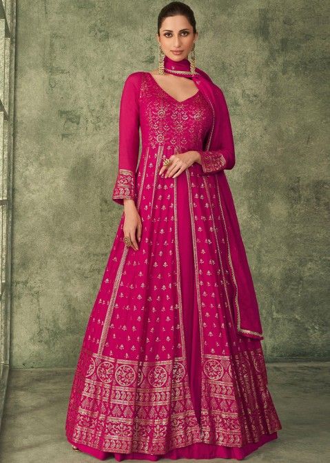 Choose Pink Embroidered Kurti Style Lehenga & Dupatta Panash India