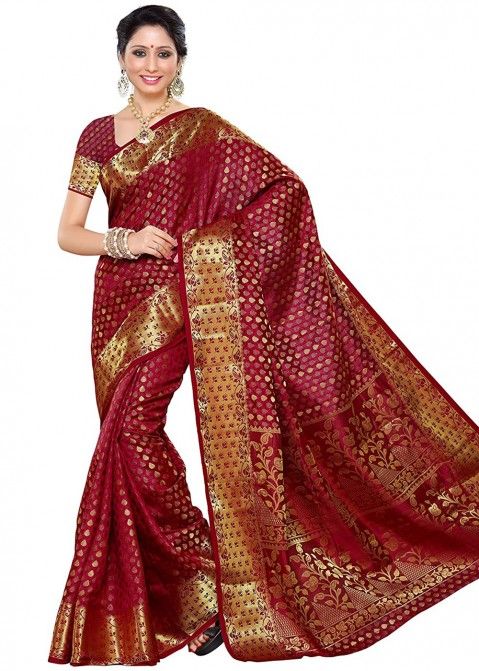 Silk Wedding or Bridal Sarees in Maroon & Crimson Shades