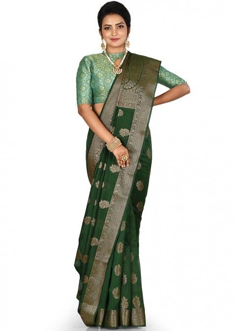 Green Traditional Silk Saree With Blouse
