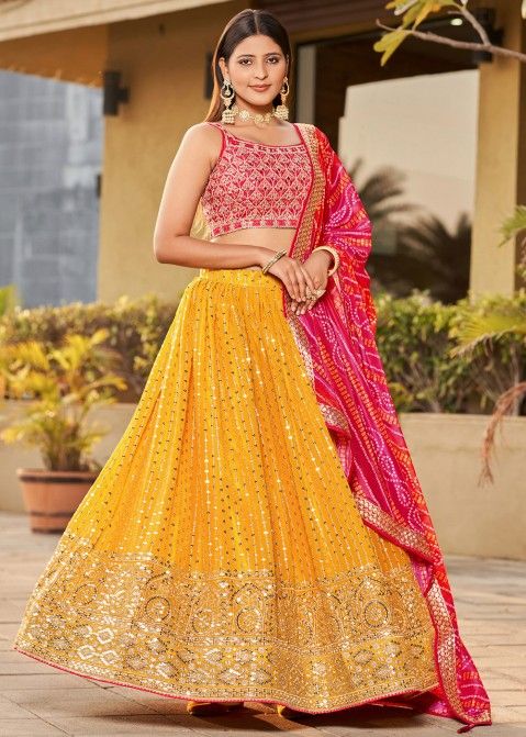 Buy Pastel Yellow Lehenga Choli In Net With Multi Colored Beads And Sequins  Embroidered Floral Motifs KALKI Fashion India