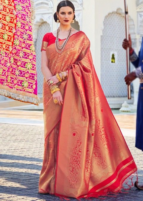 Red Colour Beautiful Kanchipuram Look Soft Lichi Silk Saree,banarasi Look  Saree,bollywood Style Designer Saree,wedding Wear Saree - Etsy Hong Kong