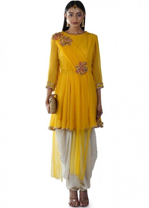 Cotton Blend Yellow with gold print dhoti jhabala, 6 Month- 6 Yrs at Rs  899/set in New Delhi