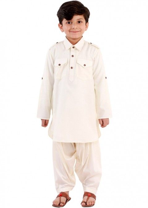 Blue Kids Readymade Cotton Pathani Suit 318KW05