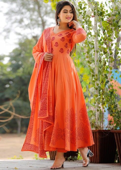 marigold orange georgette suit set - Buy Designer Ethnic Wear for Women  Online in India - Idaho Clothing