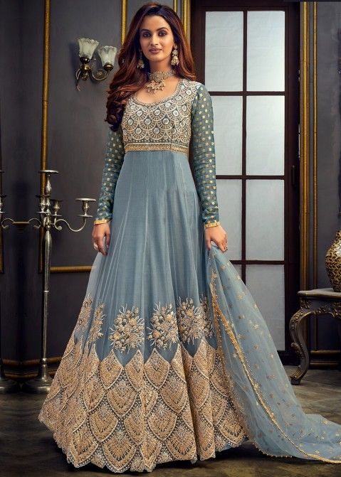 Abaya Style Anarkali Suit in Net