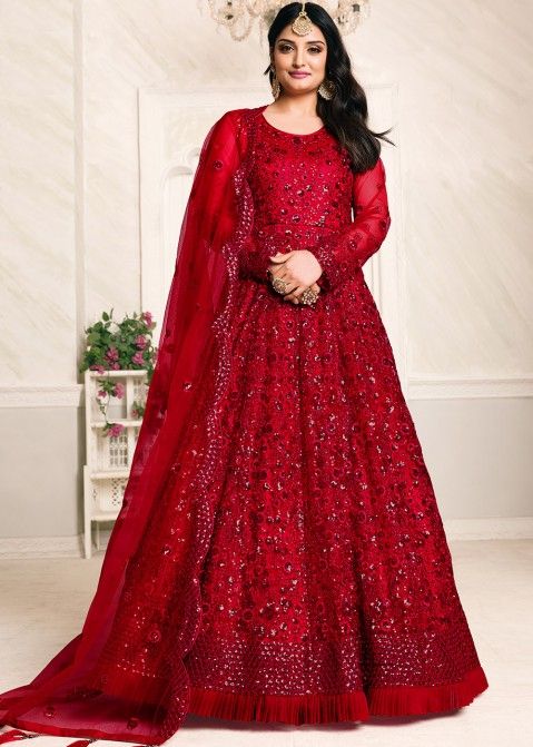 Stunning Bridal Anarkali Dresses Wedding Dress Red Bridal Dresses Artesia  California CA USA