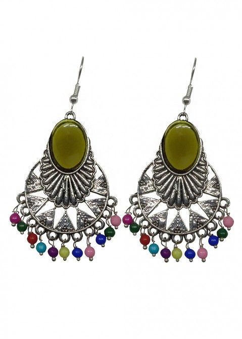 Multicolor Beaded Pearls Jhumka Earrings