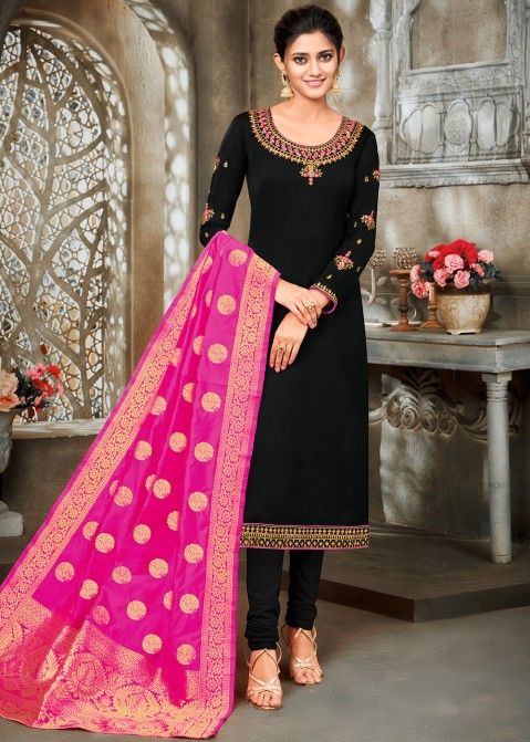 Black Georgette Salwar Suit With Banarasi Dupatta