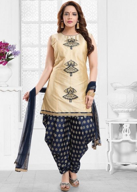Pastel Designer Taffeta Silk Patiala Salwar Suit  Vegaa Fashions  3848129