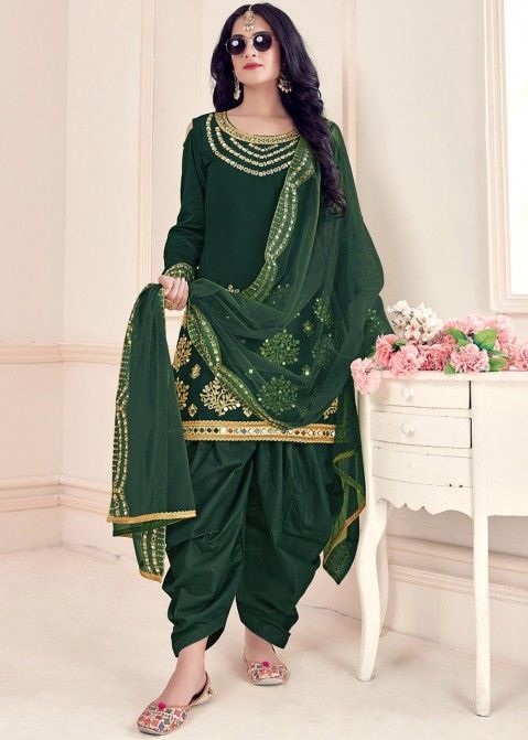 Buy Blue Fancy Fabric Weaving Punjabi Suit Online