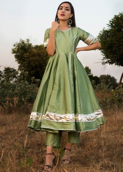 Share 153+ green colour frock suit