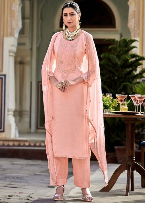 Peach Georgette Salwar Suit