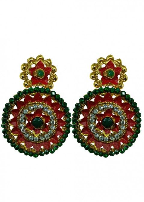 Multicolored Earrings in Studded Stones