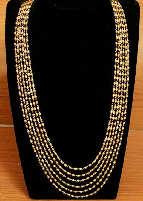 Golden Multi Layered Long Indian Necklace for bride Panash India