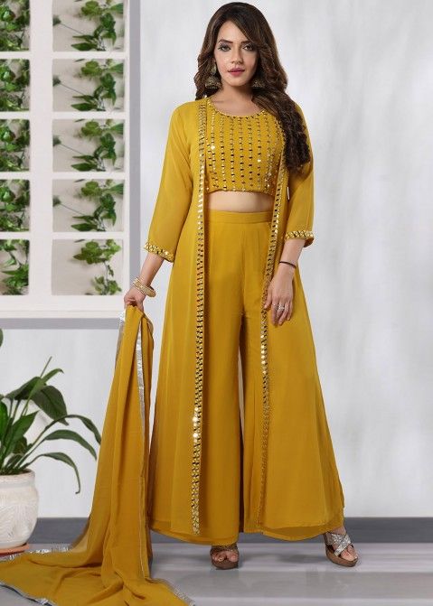 Multi Color Jacket Style Dhoti Suit For Girls
