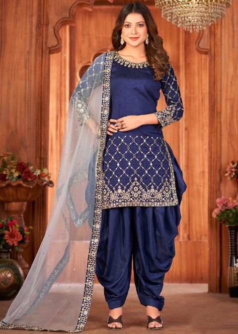 Heavy Designer Mirror Work Punjabi Salwar Kameez Suit Blue Patiala Suit  Made to Measure Suit for Womens and Girls Punjabi Wedding Wear Suit - Etsy