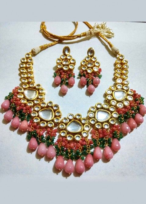 Buy Fida Ethnic Indian Antique Pink Jewellery Set Online At Best Price @  Tata CLiQ