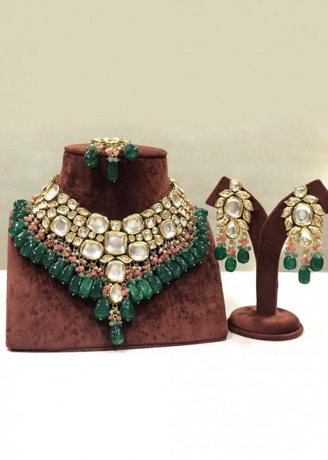 Shop Green Bridal Kundan Studded Indian Style Necklace USA Panash India