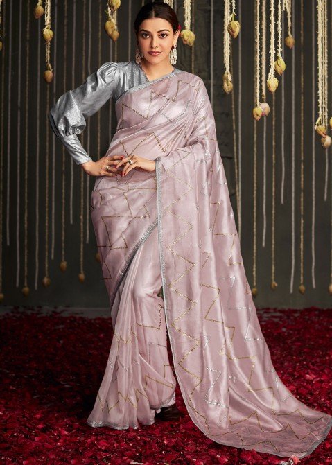 Silver White & Pink Kanjivaram Silk Saree With Weaving Work – Bahuji -  Online Fashion & Lifestyle Store
