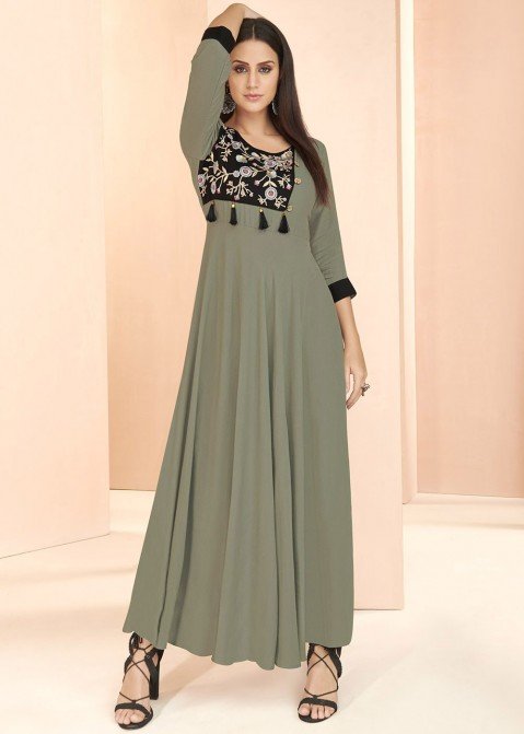 Indo Western Olive Green Dress – Dailybuyys