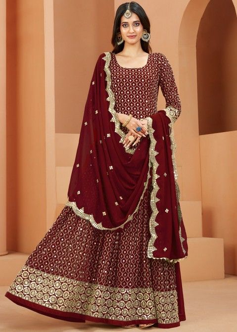 $387 - $645 - Multi Colour Anarkali Lehenga Choli and Multi Colour Anarkali  Chaniya Choli Online Shopping