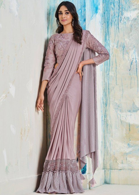 Shop Mauve Embroidered Saree for Women Online from India's Luxury Designers  2023