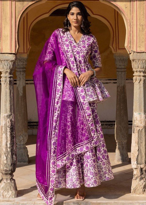 Buy Peech Embroided Cotton Sharara | Best Ethnic Sharara Set for Women –  Kaajh