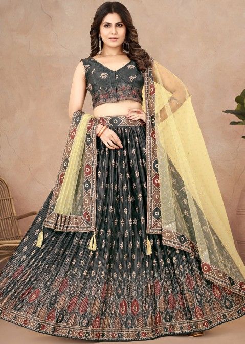 Kanjivaram Silk Half Saree Black Color Lehenga With Dupatta Banarasi Silk  Blouse South Indian Wedding Woman Saree Lengha Classicwear Lehenga - Etsy