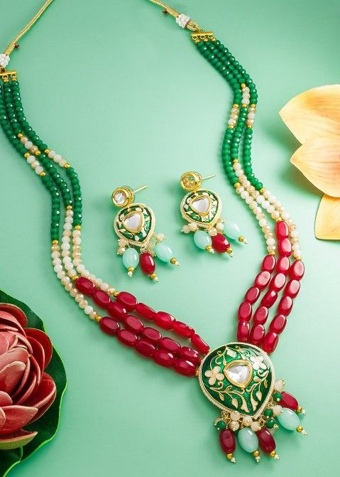 Multicolor Kundan Studded Necklace Set