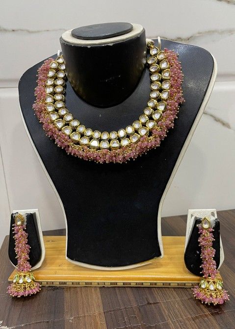 DREAMJWELL - Beautiful matte finish blue beads designer necklace set d –  dreamjwell