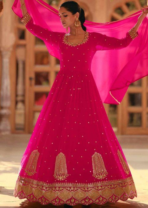 Kathak Dance Dress Anarkali Style In Magenta And Golden Color Combination  at Rs 1099 | Classical Dance Costume in Greater Noida | ID: 23499838912