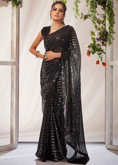 Black Lehenga with Black Sequin Blouse and Net Dupatta – Aheli Collections