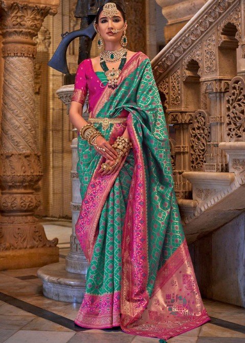 Sequinned Art Silk Saree in Turquoise Ombre : SPF1826