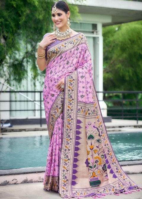 Chiffon and Net Designer Saree In Grey and Pink Colour