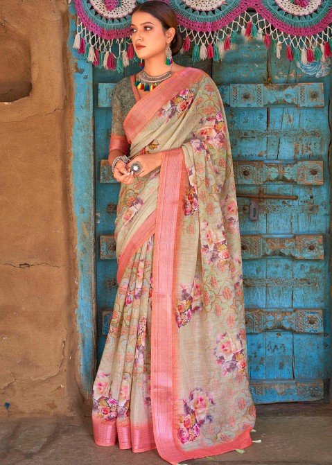 SHANGRILA LAUNCH ROSEY ORGENZA DIGITAL FLORAL PRINT ORGANZA WITH WEAVING  BORDER SAREE - textiledeal.in