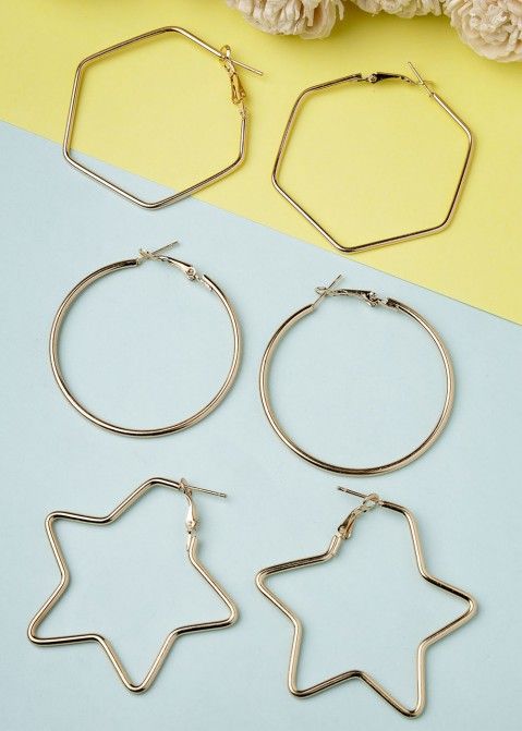 Golden Hoop Style Plain Earrings