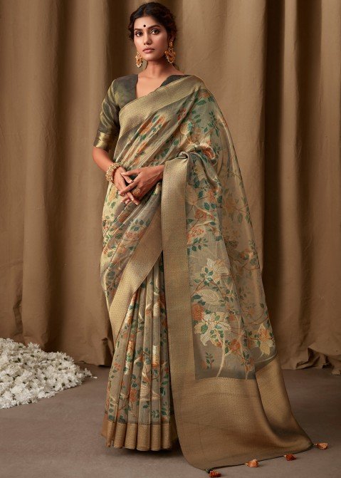 Cotton silk Mina work saree with blouse