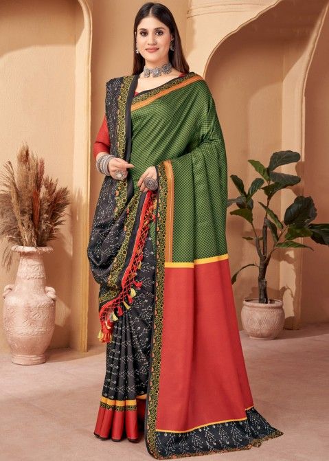 Buy sadika Solid/Plain, Embellished Bollywood Georgette, Chiffon Green, Black  Sarees Online @ Best Price In India | Flipkart.com