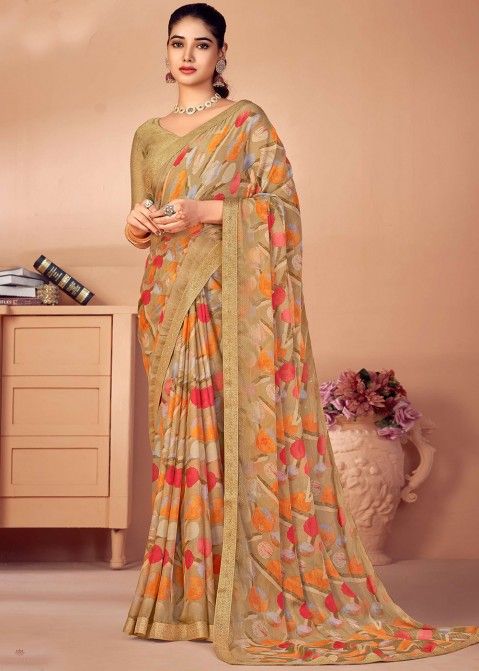Multicolor Saree In Abstract Print