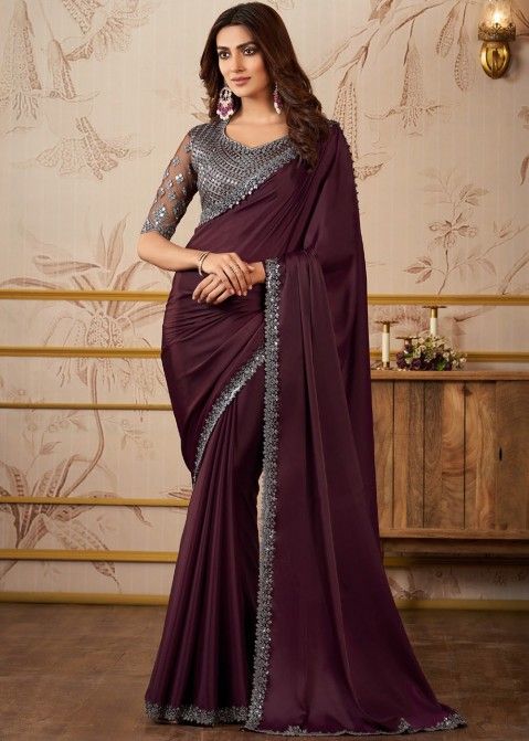 Maroon Color Pleating Look Designer Saree With Matching Blouse Be the first  to review this product in Mumbai at best price by Kreeva Com - Justdial