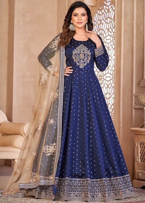 Anarkali Suits : Blue georgette anarkali suit with sequence ...