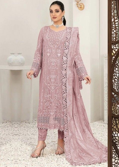 Mauve Pink Embroidered Pakistani Suit Set